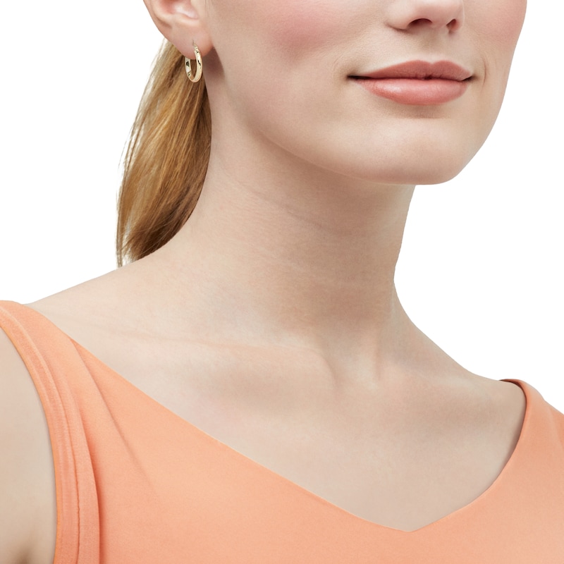 Main Image 4 of Diamond-Cut Hoop Earrings 10K Yellow Gold 15mm
