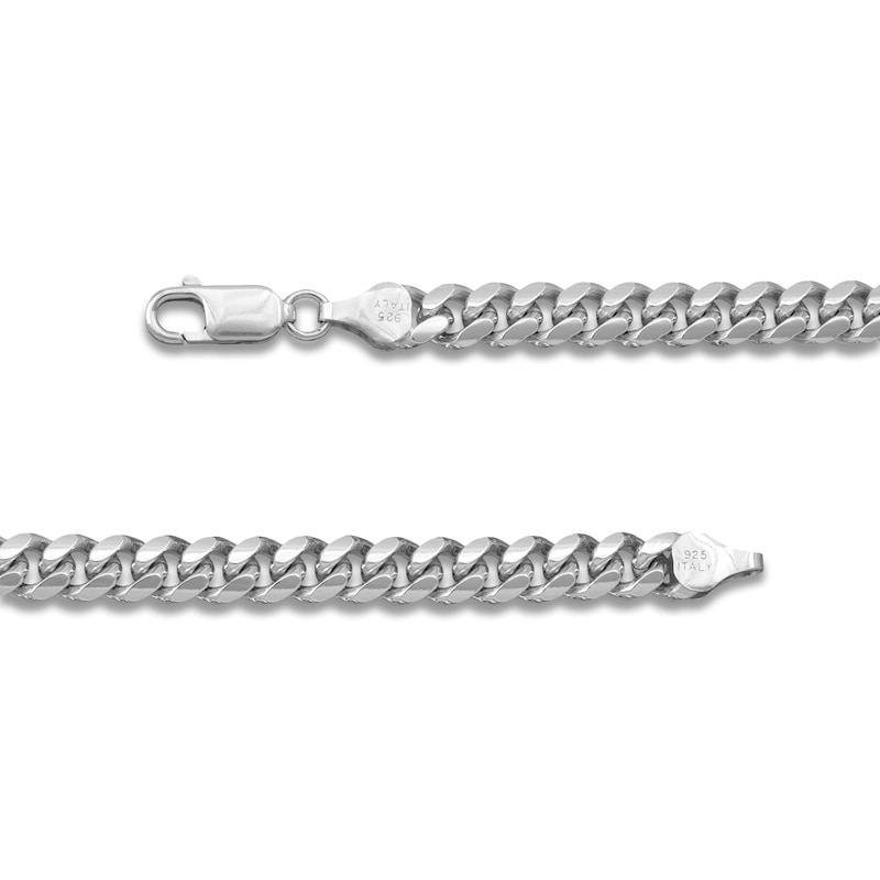 Main Image 2 of Diamond-Cut Miami Cuban Curb Chain Necklace 6.2mm Solid Sterling Silver 22"