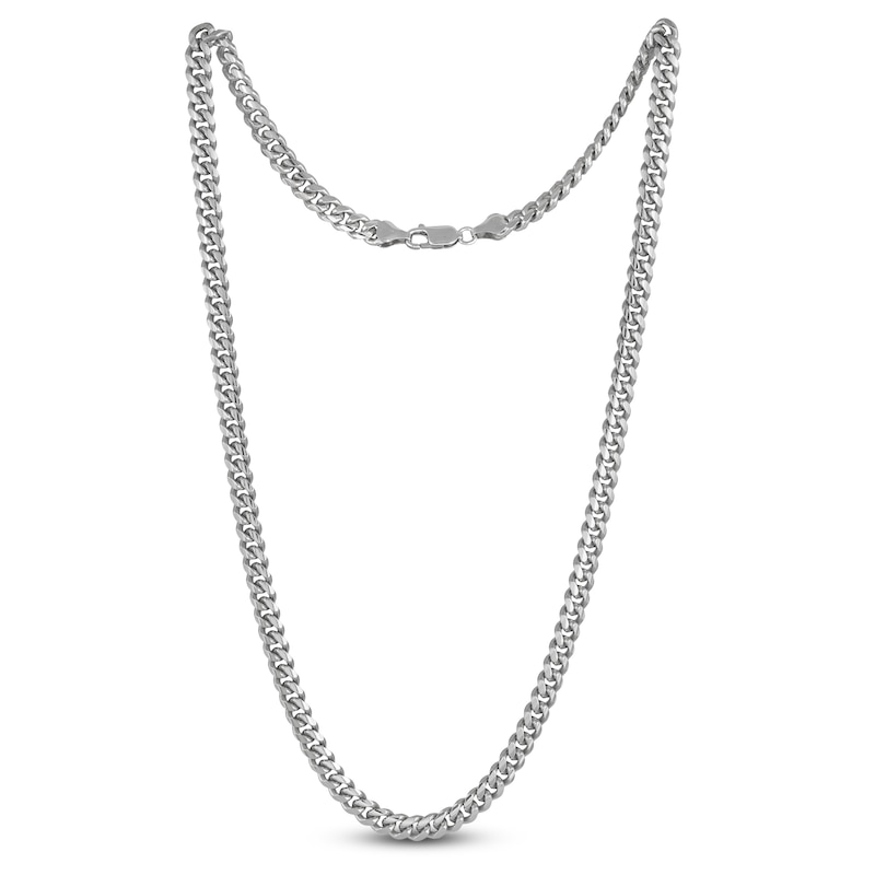 Main Image 4 of Diamond-Cut Miami Cuban Curb Chain Necklace 6.2mm Solid Sterling Silver 22"
