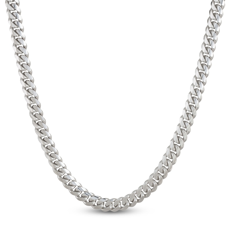 Main Image 1 of Miami Cuban Curb Chain Necklace 9.9mm Solid Sterling Silver 24"