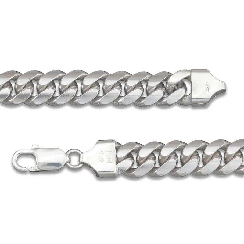 Main Image 2 of Miami Cuban Curb Chain Bracelet 9.9mm Solid Sterling Silver 8.5"