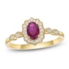 Thumbnail Image 1 of Oval-Cut Natural Ruby & Diamond Arabesque Halo Ring 1/8 ct tw 10K Yellow Gold