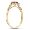 Thumbnail Image 2 of Oval-Cut Natural Ruby & Diamond Arabesque Halo Ring 1/8 ct tw 10K Yellow Gold