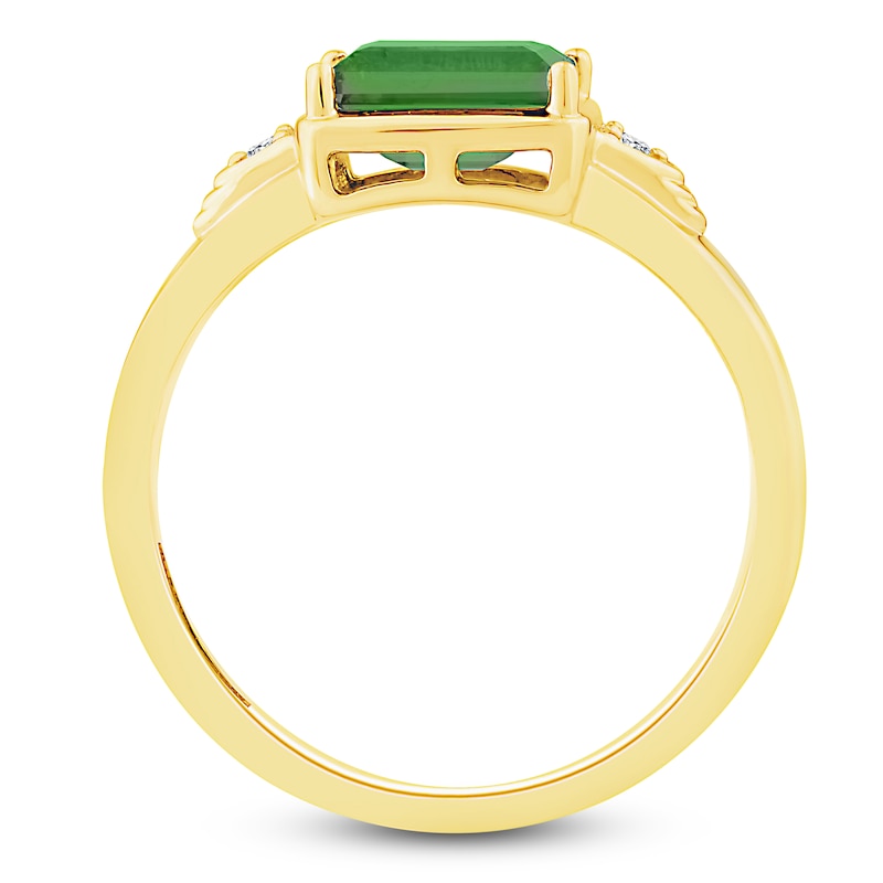 Main Image 2 of Baguette-Cut Brazilian Cruzeiro Tourmaline & Diamond Accent Ring 14K Yellow Gold