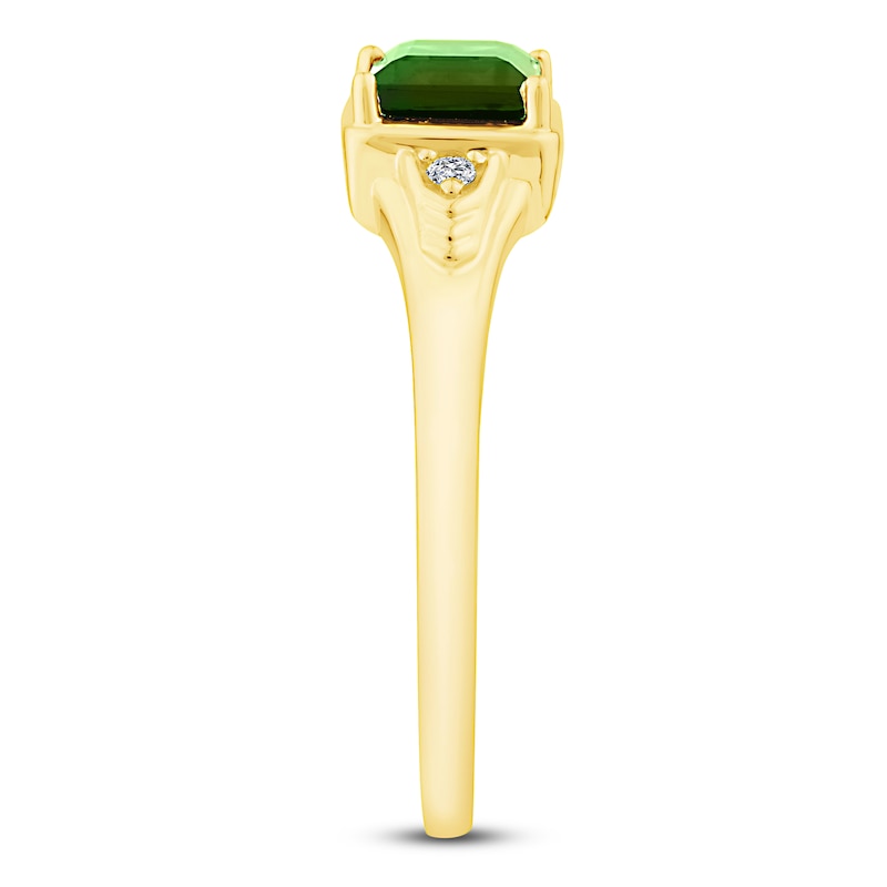 Main Image 3 of Baguette-Cut Brazilian Cruzeiro Tourmaline & Diamond Accent Ring 14K Yellow Gold