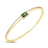 Thumbnail Image 2 of Baguette-Cut Natural Brazilian Cruzeiro Tourmaline & Diamond Split Bangle Bracelet 1/2 ct tw 14K Yellow Gold