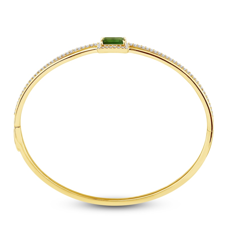 Main Image 3 of Baguette-Cut Natural Brazilian Cruzeiro Tourmaline & Diamond Split Bangle Bracelet 1/2 ct tw 14K Yellow Gold