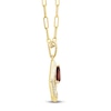 Thumbnail Image 2 of Pear-Shaped Natural Brazilian Cruzeiro Pink Tourmaline & Diamond Frame Necklace 1/10 ct tw 14K Yellow Gold 18"