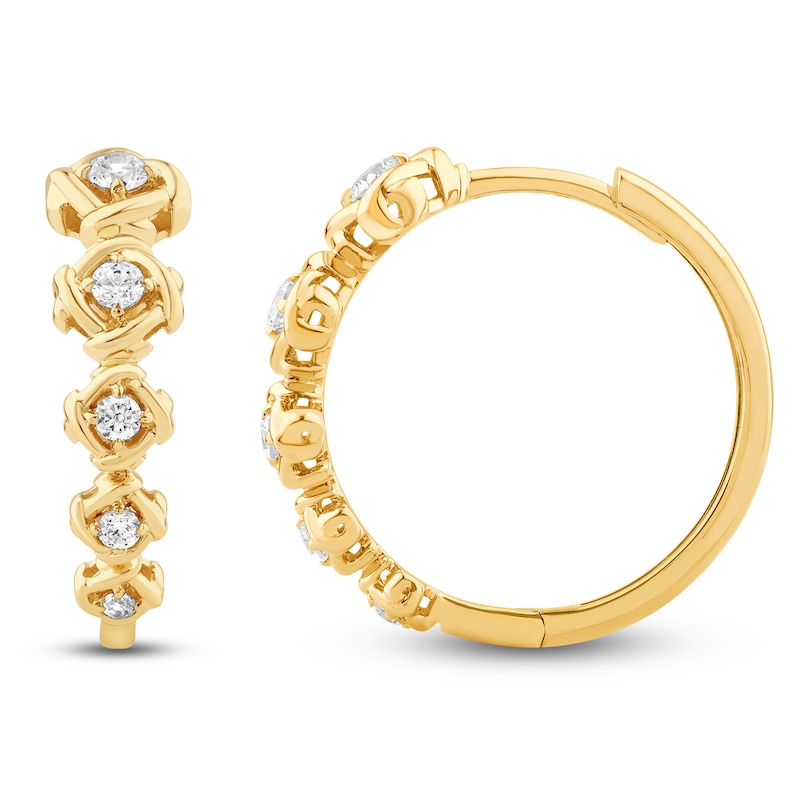Main Image 1 of Unspoken Diamond Hoop Earrings 1/3 ct tw 14K Yellow Gold