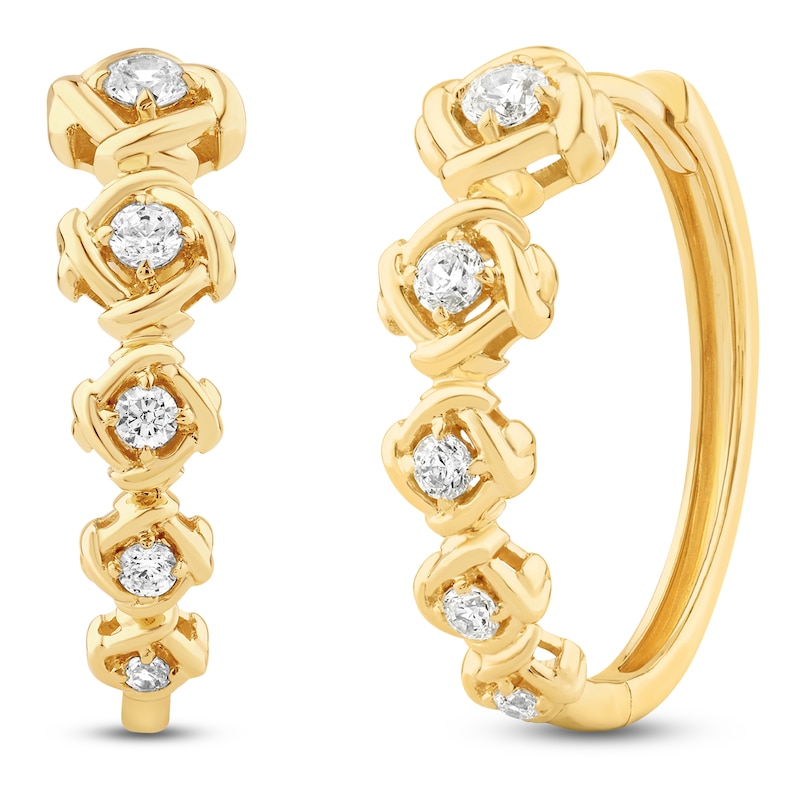 Main Image 2 of Unspoken Diamond Hoop Earrings 1/3 ct tw 14K Yellow Gold
