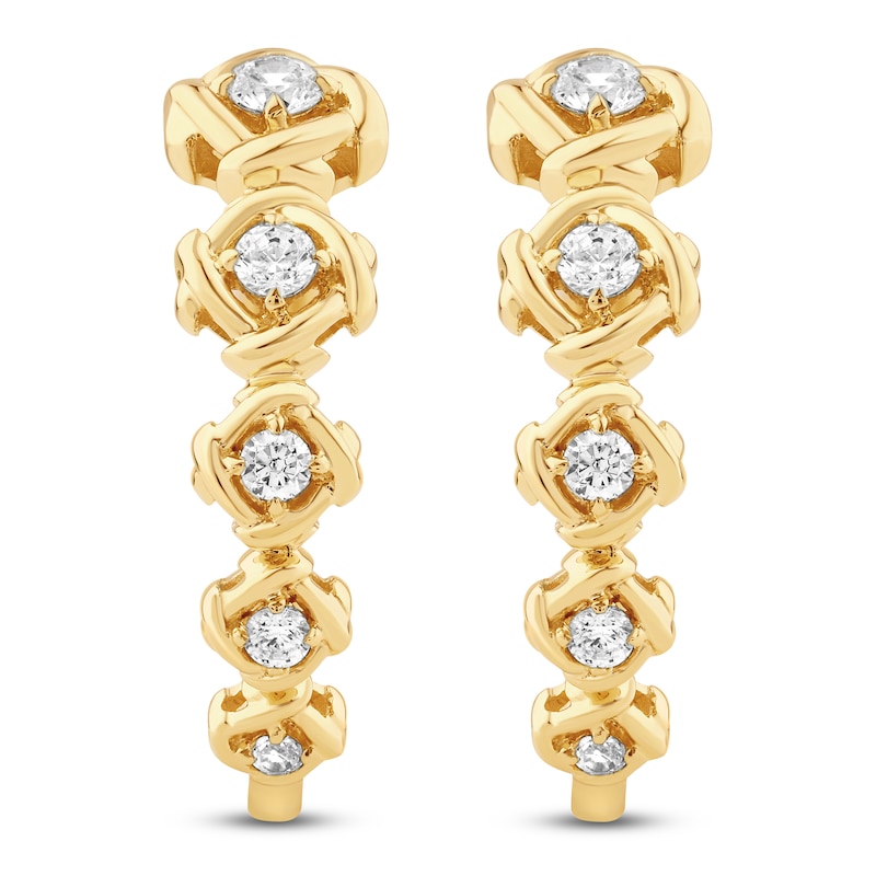 Main Image 3 of Unspoken Diamond Hoop Earrings 1/3 ct tw 14K Yellow Gold