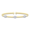 Thumbnail Image 1 of Shy Creation Multi-Diamond Station Ribbed Bangle Bracelet 1/3 ct tw 14K Two-Tone Gold