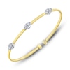 Thumbnail Image 2 of Shy Creation Multi-Diamond Station Ribbed Bangle Bracelet 1/3 ct tw 14K Two-Tone Gold