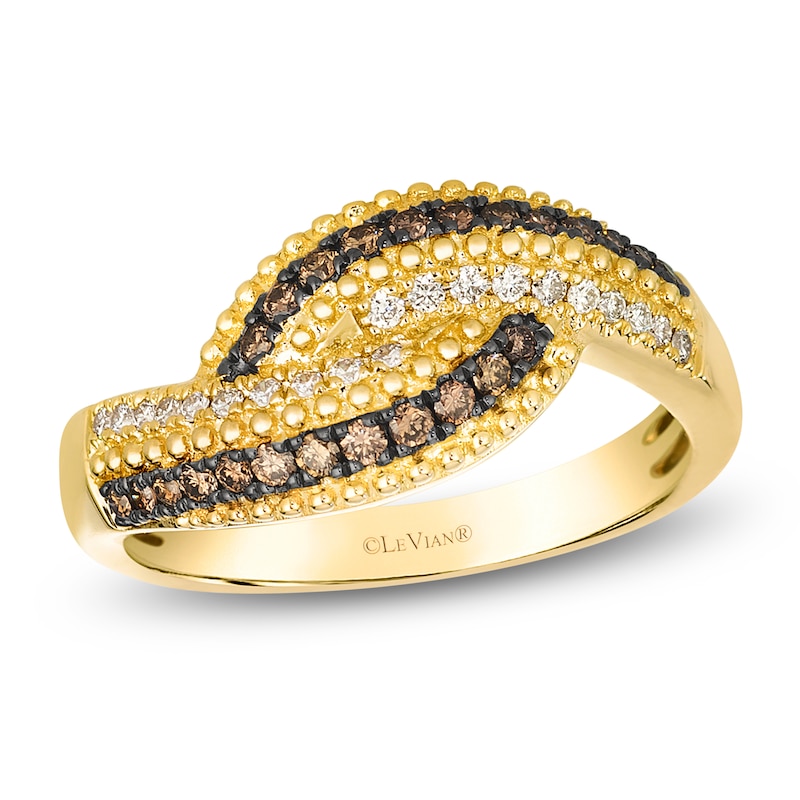 Main Image 1 of Le Vian Chocolate Diamond Crisscross Ring 1/3 ct tw 14K Honey Gold