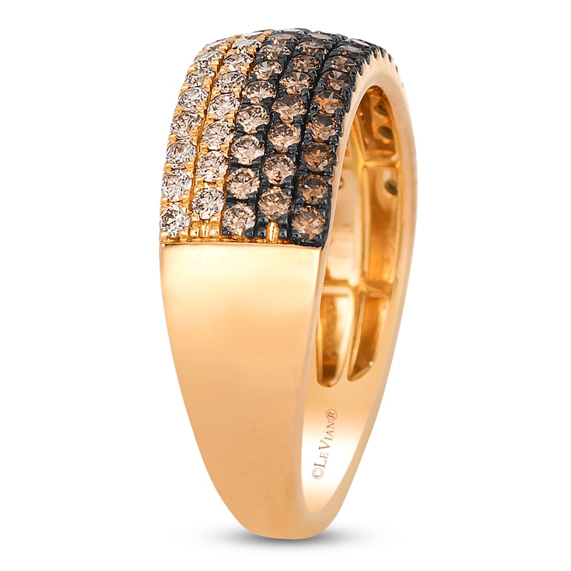 Main Image 3 of Le Vian Chocolate Ombré Diamond Multi-Row Ring 7/8 ct tw 14K Strawberry Gold