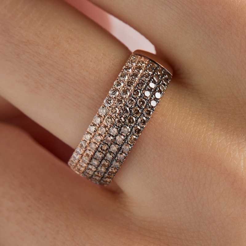 Main Image 4 of Le Vian Chocolate Ombré Diamond Multi-Row Ring 7/8 ct tw 14K Strawberry Gold