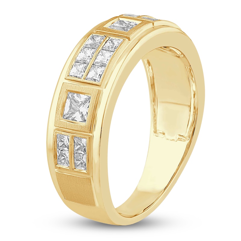Main Image 2 of Men's Certified Square-Cut Diamond Wedding Band 1-1/2 ct tw 14K Yellow Gold