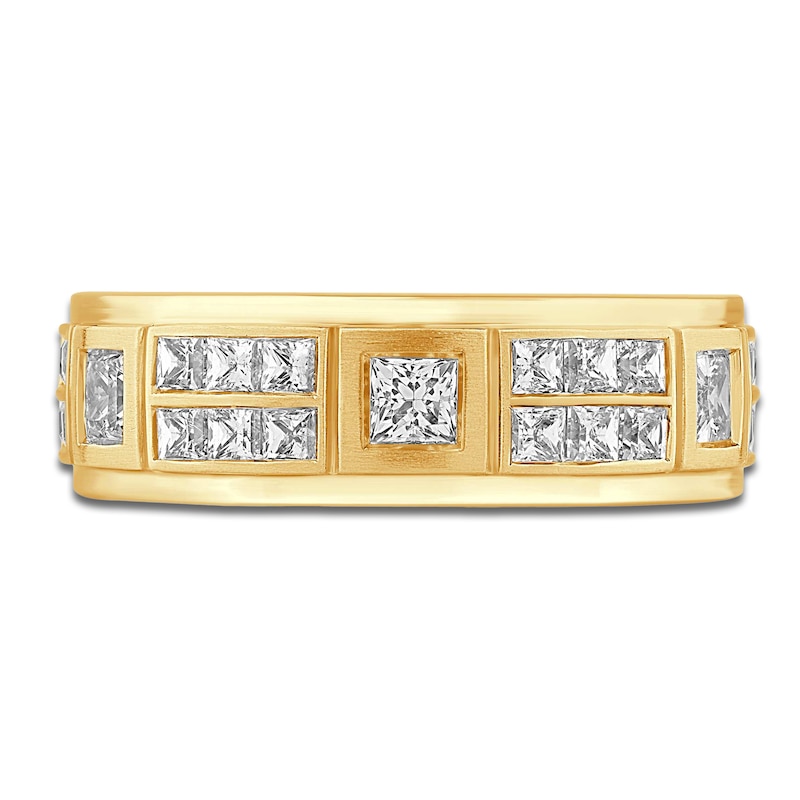 Main Image 3 of Men's Certified Square-Cut Diamond Wedding Band 1-1/2 ct tw 14K Yellow Gold