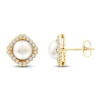 Thumbnail Image 3 of Button Cultured Pearl & Lab-Grown Diamond Halo Stud Earrings 1/3 ct tw 14K Yellow Gold