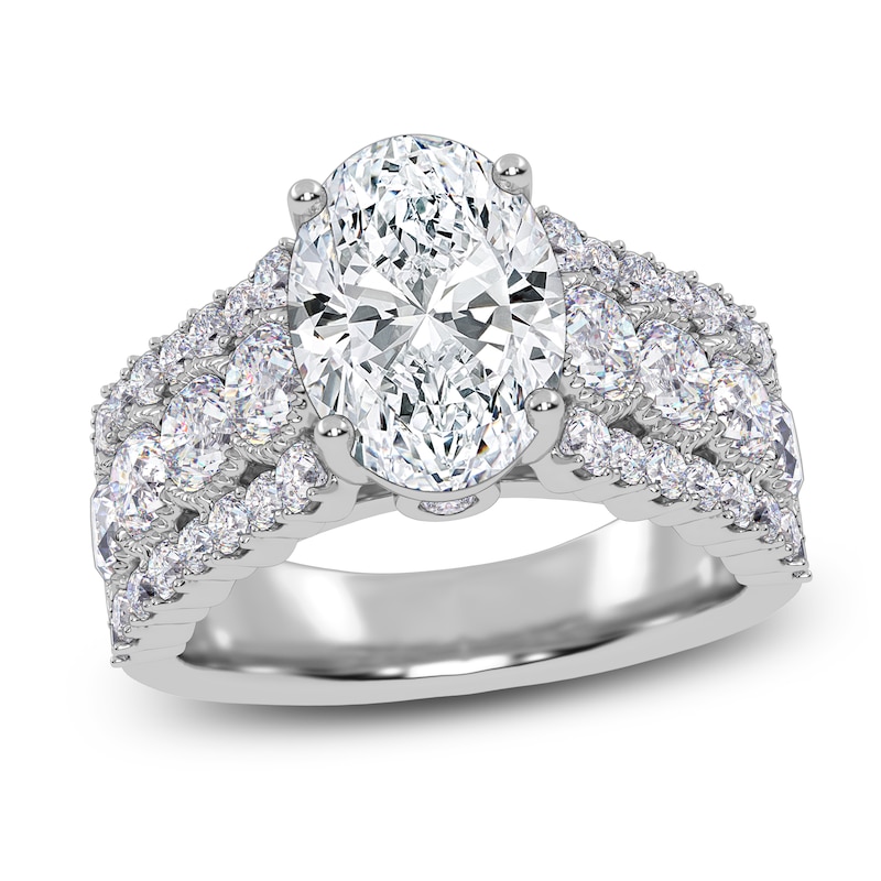 Main Image 1 of Oval-Cut Created By Jared Studio Lab-Grown Diamond Engagement Ring 3-3/4 ct tw 14K White Gold