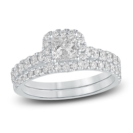 Diamond Bridal Set 1-1/2 ct tw Princess/Round 14K White Gold