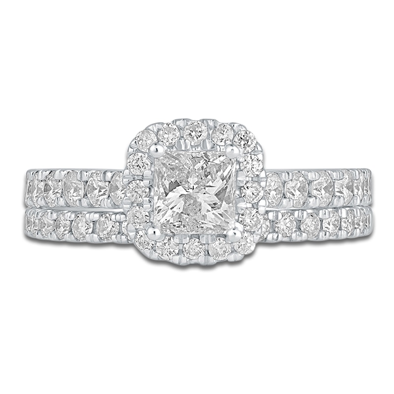 Main Image 3 of Diamond Bridal Set 1-1/2 ct tw Princess/Round 14K White Gold