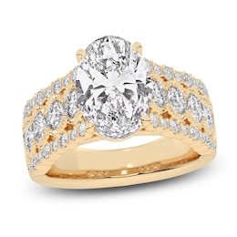 Lab-Grown Oval-Cut Diamond Engagement Ring 4-3/4 ct tw 14K Yellow Gold