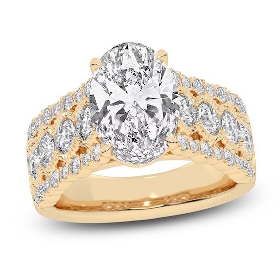 Lab-Grown Oval-Cut Diamond Engagement Ring 4-3/4 ct tw 14K Yellow Gold