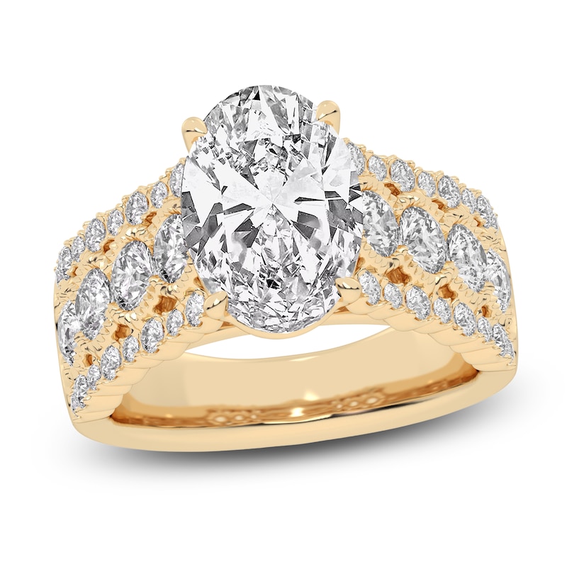 Main Image 1 of Created By Jared Studio Lab-Grown Oval-Cut Diamond Engagement Ring 4-3/4 ct tw 14K Yellow Gold