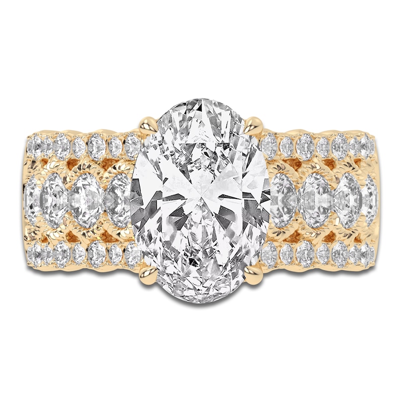 Main Image 3 of Created By Jared Studio Lab-Grown Oval-Cut Diamond Engagement Ring 4-3/4 ct tw 14K Yellow Gold