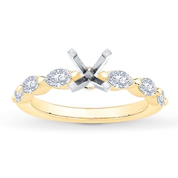 Certified Marquise-Cut Diamond Engagement Ring Setting 1/2 ct tw 14K Yellow Gold
