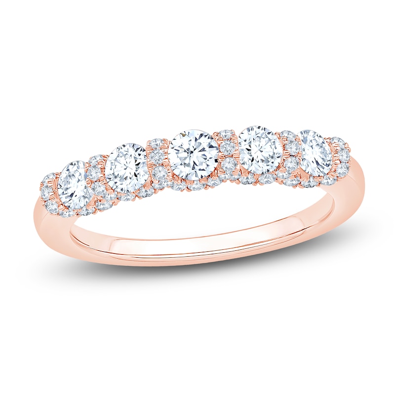 Main Image 1 of Certified Diamond Scalloped-Edge Anniversary Ring 1 ct tw 14K Rose Gold