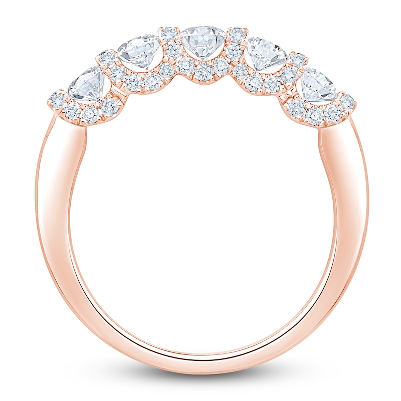Main Image 2 of Certified Diamond Scalloped-Edge Anniversary Ring 1 ct tw 14K Rose Gold