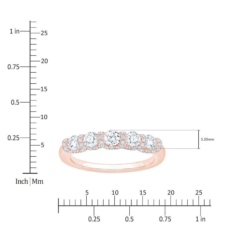 Main Image 4 of Certified Diamond Scalloped-Edge Anniversary Ring 1 ct tw 14K Rose Gold
