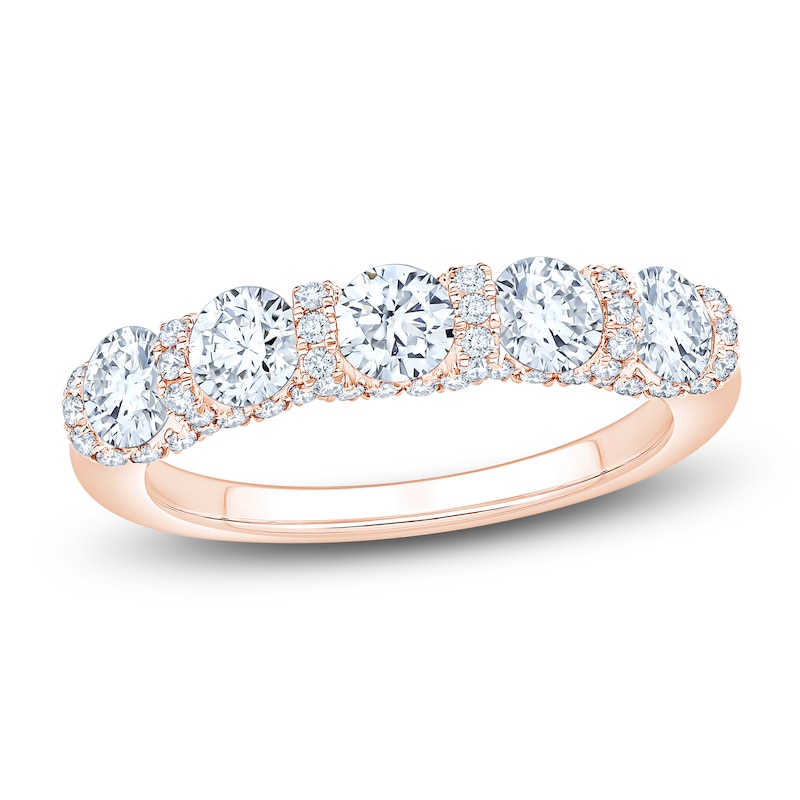 Main Image 1 of Certified Diamond Scalloped-Edge Anniversary Ring 1-1/2 ct tw 14K Rose Gold