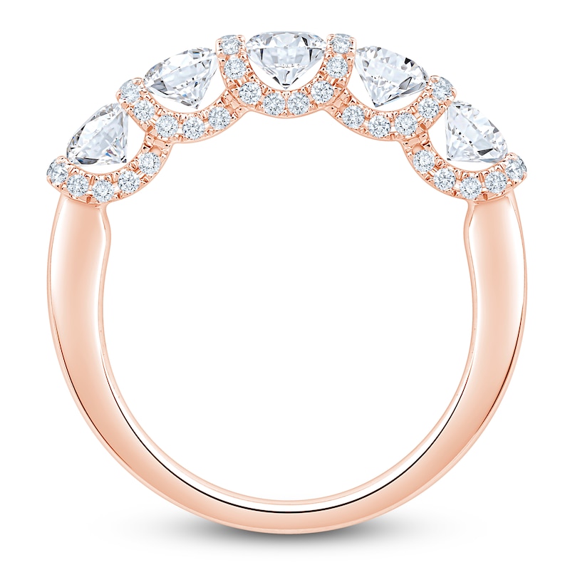 Main Image 2 of Certified Diamond Scalloped-Edge Anniversary Ring 1-1/2 ct tw 14K Rose Gold
