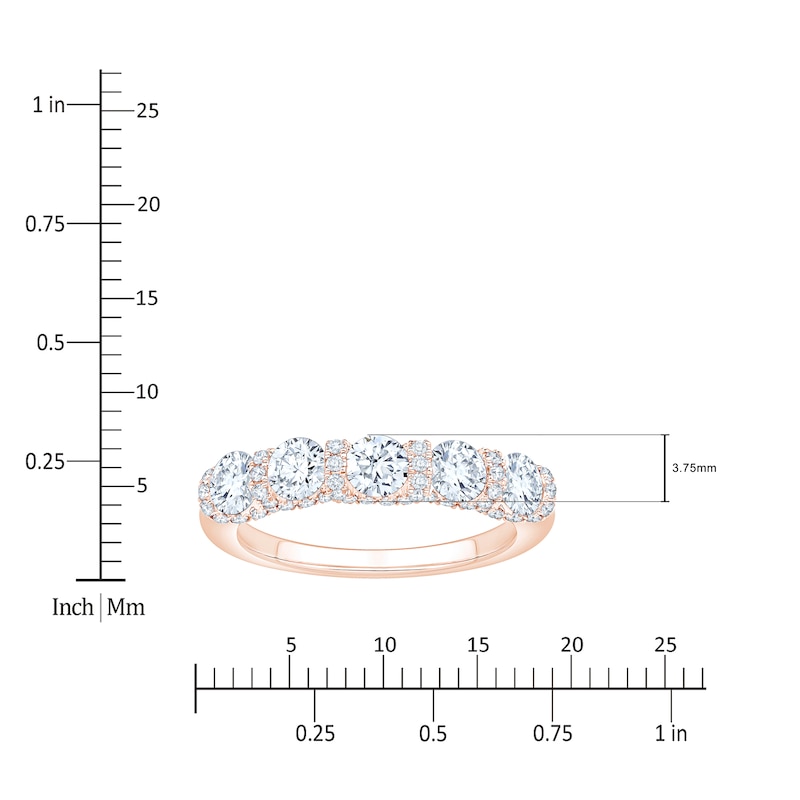 Main Image 4 of Certified Diamond Scalloped-Edge Anniversary Ring 1-1/2 ct tw 14K Rose Gold