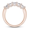Thumbnail Image 2 of Certified Emerald & Round-Cut Diamond Scalloped-Edge Anniversary Ring 1 ct tw 14K Rose Gold