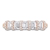 Thumbnail Image 3 of Certified Emerald & Round-Cut Diamond Scalloped-Edge Anniversary Ring 1 ct tw 14K Rose Gold