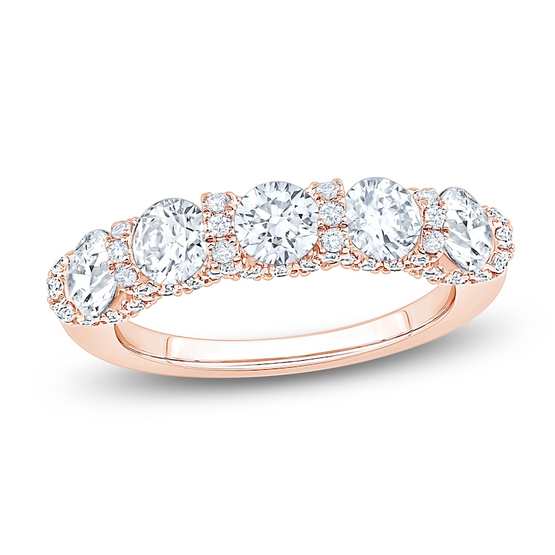 Main Image 1 of Certified Diamond Scalloped-Edge Anniversary Ring 2 ct tw 14K Rose Gold