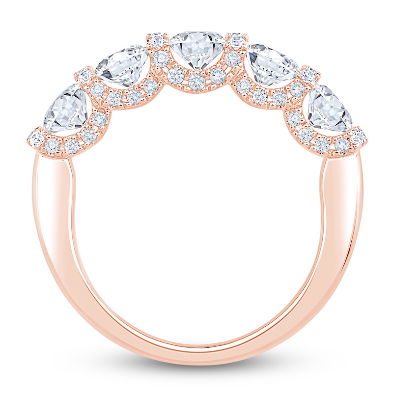 Main Image 2 of Certified Diamond Scalloped-Edge Anniversary Ring 2 ct tw 14K Rose Gold