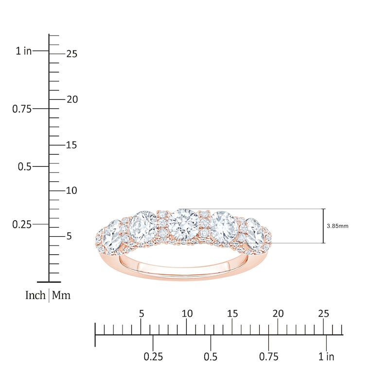 Main Image 4 of Certified Diamond Scalloped-Edge Anniversary Ring 2 ct tw 14K Rose Gold