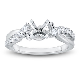 Certified Diamond Twist Shank Engagement Ring Setting 1/3 ct tw 14K White Gold