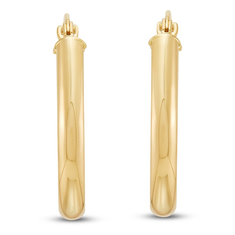 Main Image 3 of Hollow Oval Tube Hoop Earrings 14K Yellow Gold 17mm