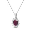 Thumbnail Image 2 of Oval-Cut Certified Natural Ruby & Diamond Starburst Halo Necklace 1/5 ct tw 14K White Gold 18"