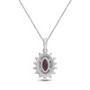 Thumbnail Image 3 of Oval-Cut Certified Natural Ruby & Diamond Starburst Halo Necklace 1/5 ct tw 14K White Gold 18"