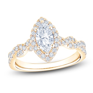 Chosen Certified Marquise-Cut Diamond Halo Engagement Ring 1-1/6 ct tw 14K Yellow Gold