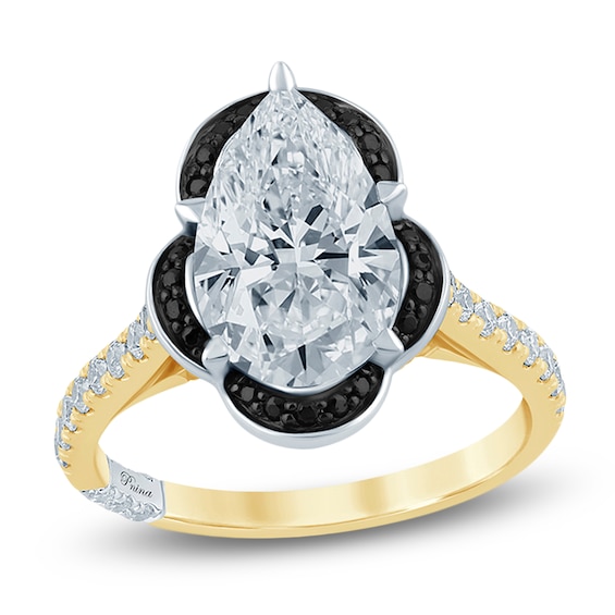 Pnina Tornai Pear-Shaped Lab-Grown Diamond & Black Diamond Engagement Ring 3-7/8 ct tw 14K Yellow Gold