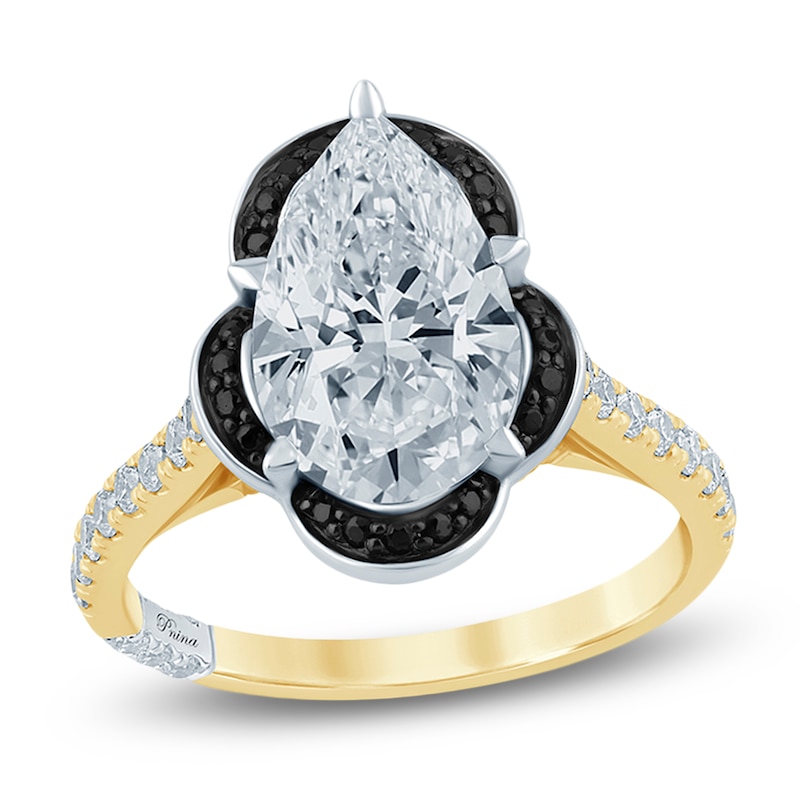 Main Image 1 of Pnina Tornai Pear-Shaped Lab-Grown Diamond & Black Diamond Engagement Ring 3-7/8 ct tw 14K Yellow Gold