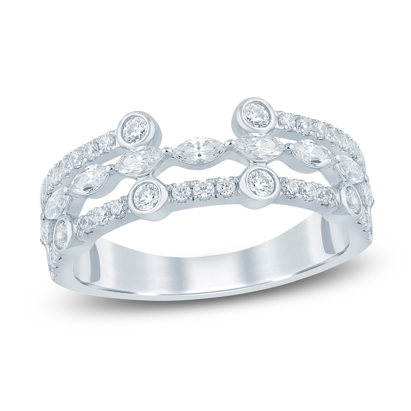 Main Image 1 of Chosen Certified Marquise & Round-Cut Diamond Three-Row Open Ring 3/4 ct tw 14K White Gold